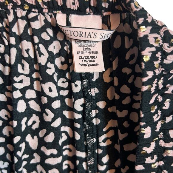 Y2K Victoria's Secret Lounge Pants XL Animal Print‎ Adjustable Gold Lace Hem - Picture 2 of 9
